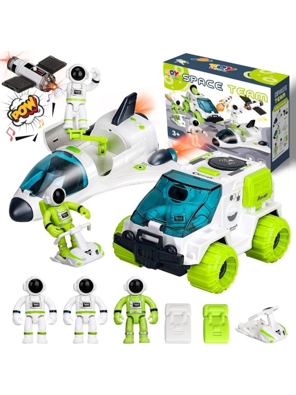 Space Rocket Toy Set for Kids - Shuttle, Astronaut Figure & Rover - STEM Fun!